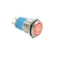 LED vodotěsný přepínač - Červené podsvícení, 12 mm, 12 - 24V