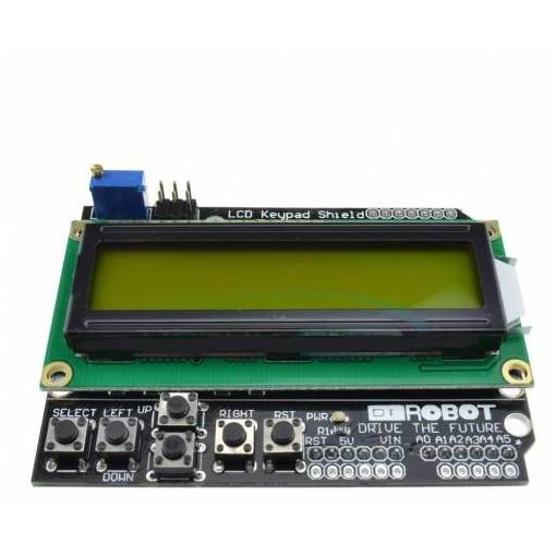 Foto - LCD shield pro Arduino UNO - Žluté podsvícení