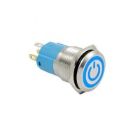 LED vodotěsný spínač - Modré podsvícení, 12 mm, 3 - 6V