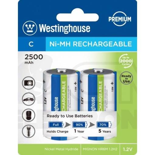 Foto - Westinghouse Premium akumulátor C 2500mAh - Malý, 2 kusy, 1,2V