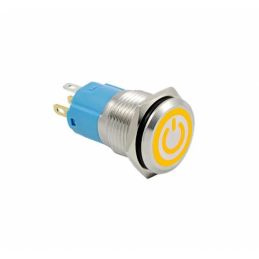 Foto - LED vodotěsný spínač - Žluté podsvícení, 12 mm, 3 - 6V