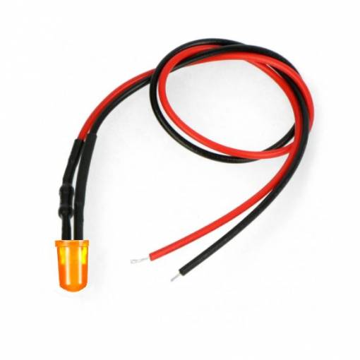 Foto - LED dioda s rezistorem na vodiči - Oranžová, 5 mm 12 - 18V