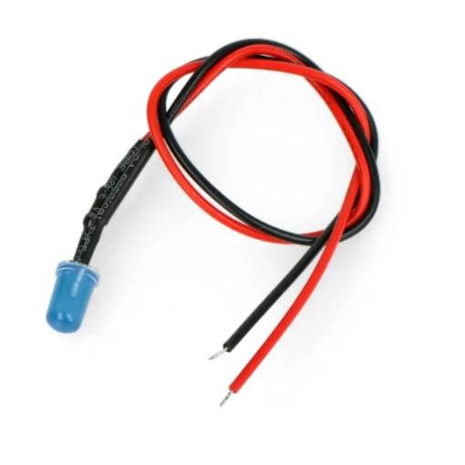 Foto - LED dioda s rezistorem na vodiči - Modrá, 5 mm 22 - 28V
