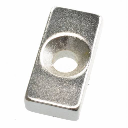 Foto - Neodymový kvádrový magnet s otvorem - 20 x 10 x 5 mm